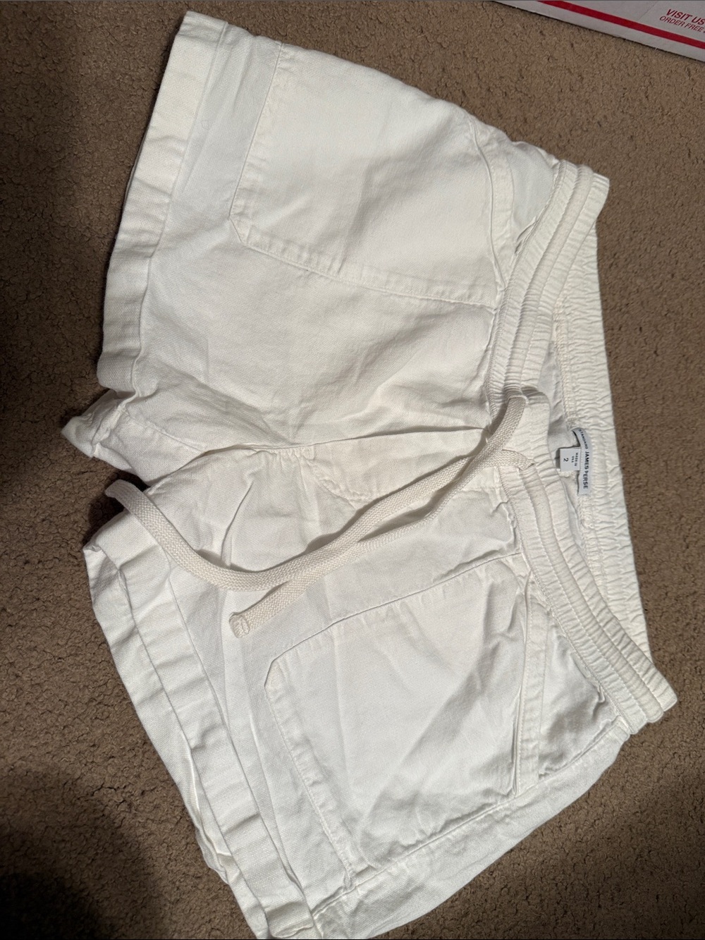 James Perse Cream Elastic Waist Shorts